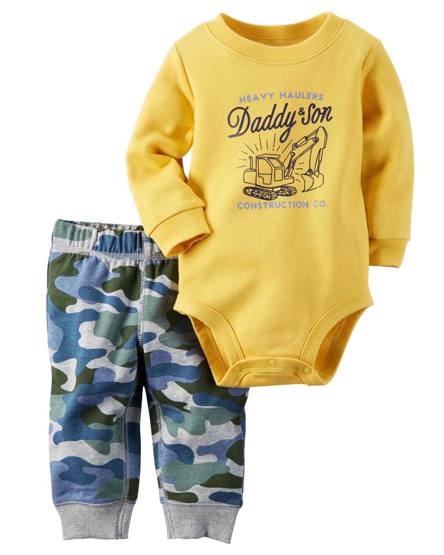 Carter's Newborn & Infant Boys' Bodysuit & Pants - Daddy & Son Construction