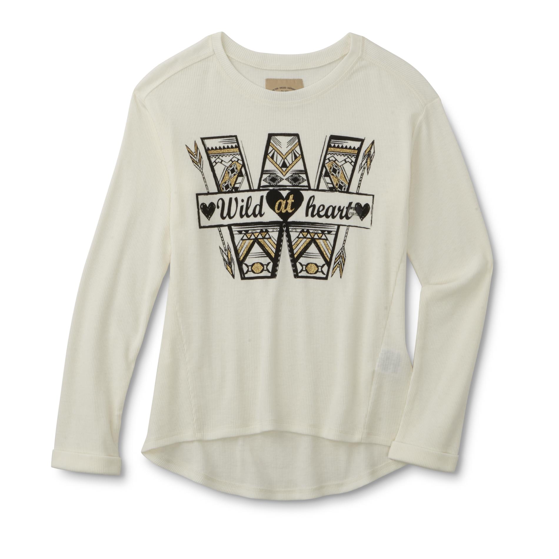 ROEBUCK & CO R1893 Girls' Long-Sleeve Graphic Top - Wild At Heart