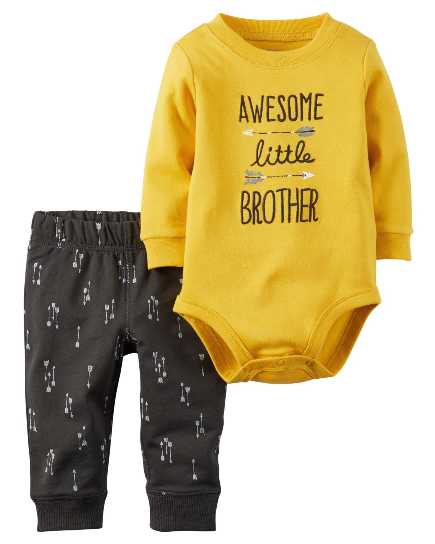 Carter's Newborn & Infant Boys' Bodysuit & Pants - Awesome Little Brother