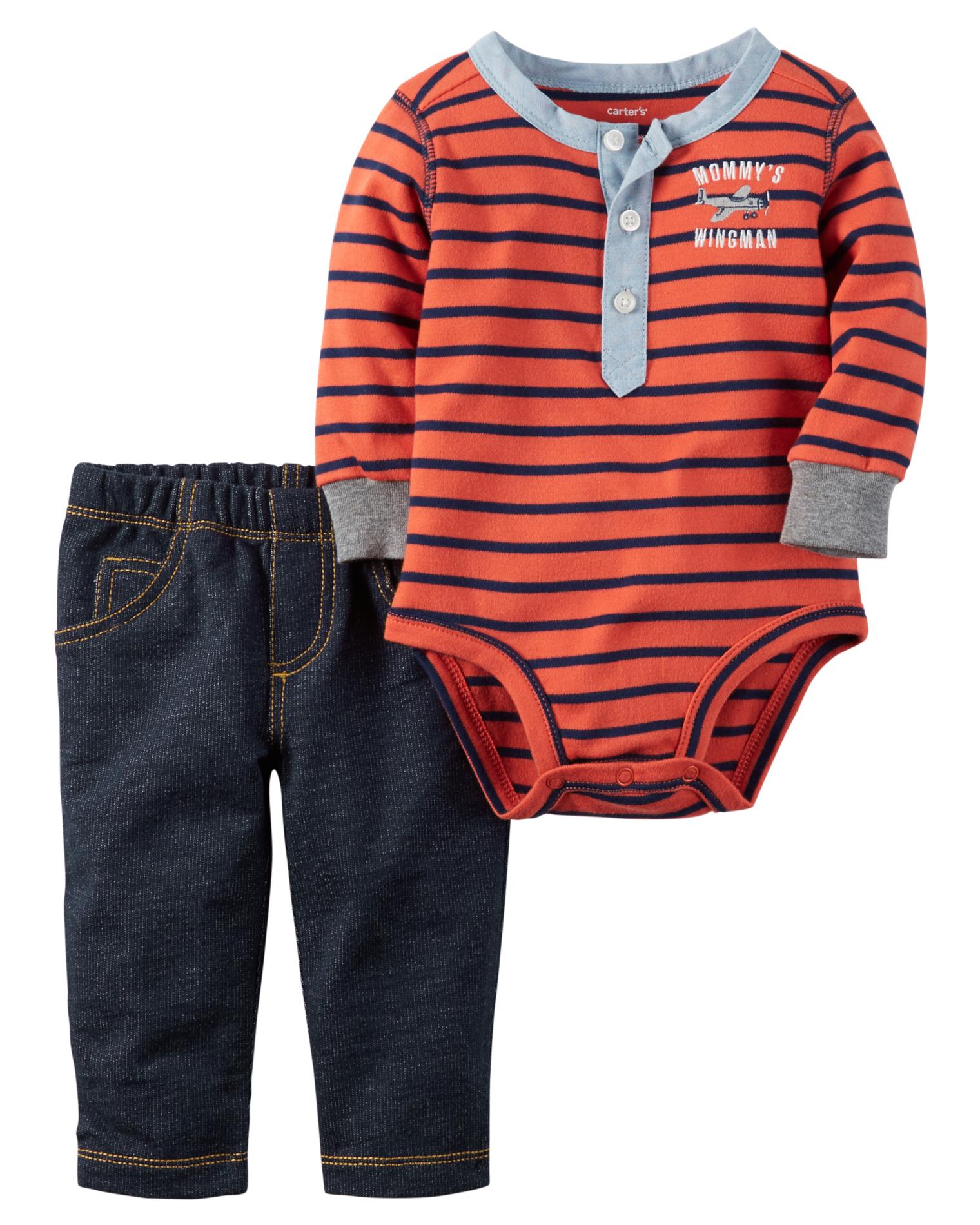 Carter's Newborn & Infant Boys' Henley Bodysuit & Pants - Mommy's Wingman