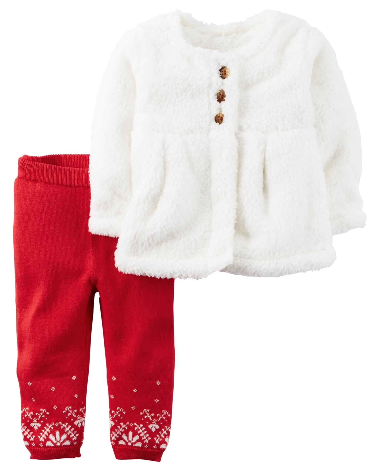 Carter's Newborn & Infant Girls' Fleece Top & Sweater Pants - Fair Isle