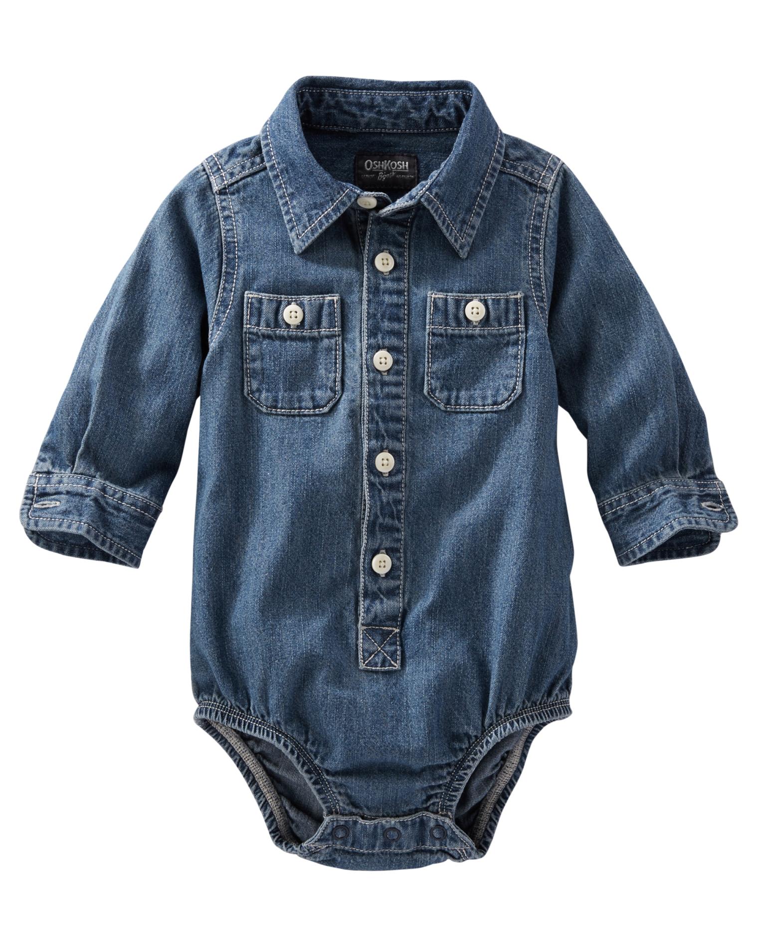 OshKosh Newborn & Infant Boys' Chambray Button-Front Bodysuit