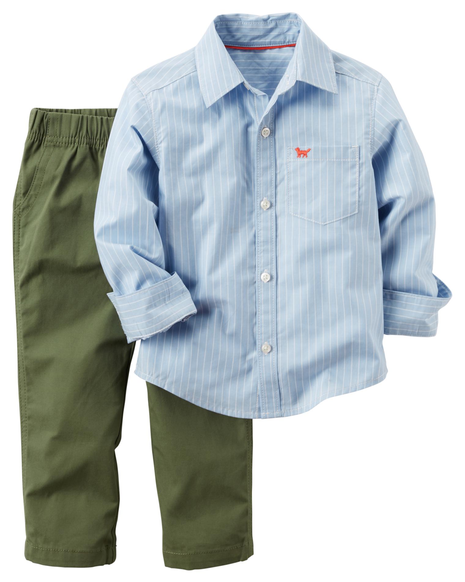 Carter's Newborn & Infant Boys' Button-Front Shirt & Pants - Striped