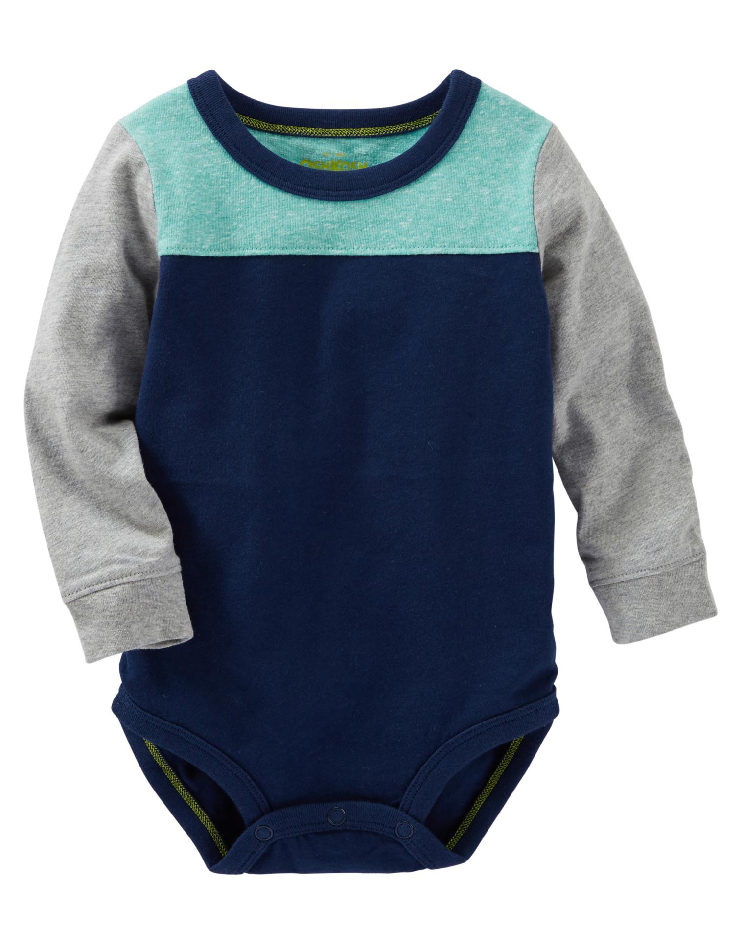 OshKosh Newborn & Infant Boys' Long-Sleeve Bodysuit - Colorblock