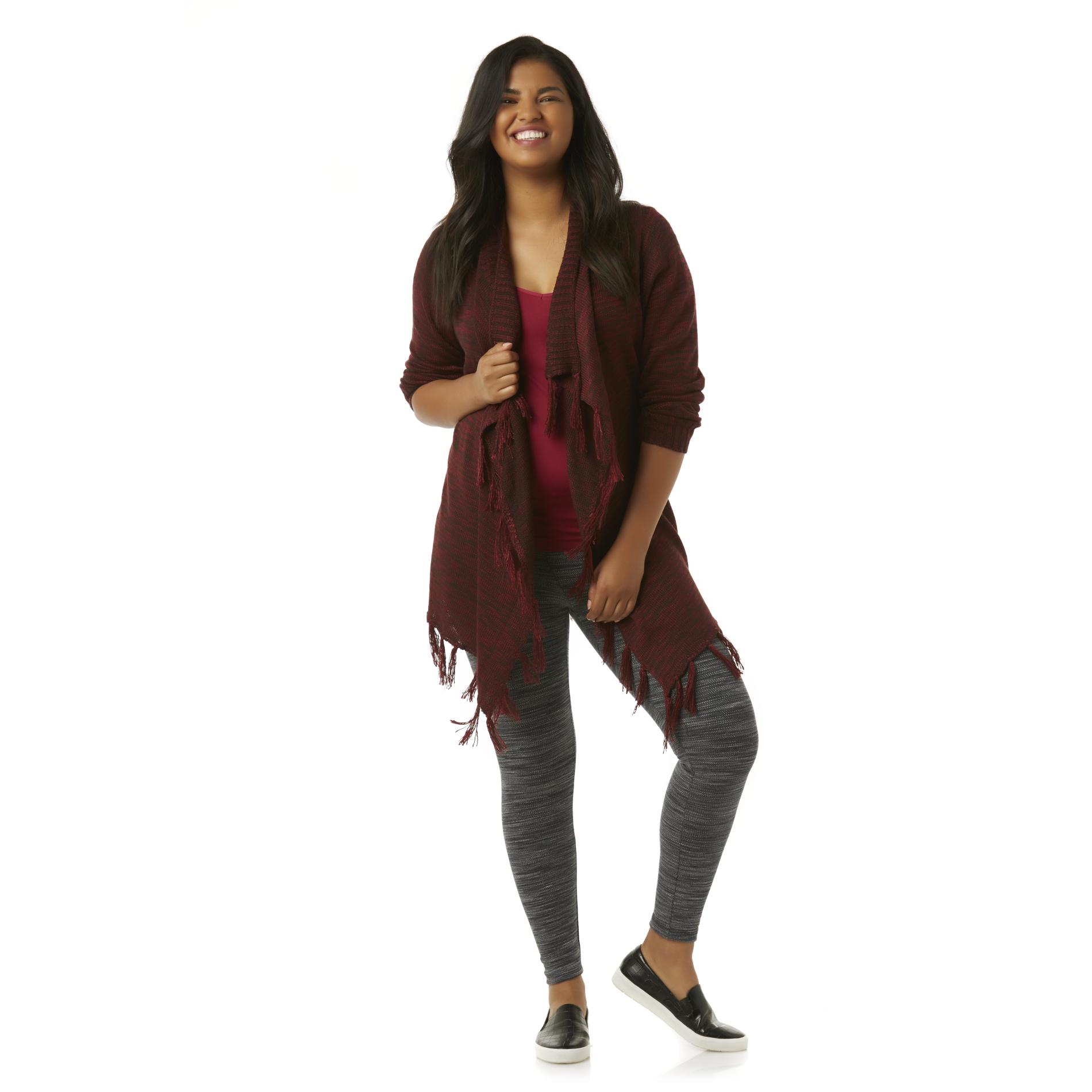 Simply Emma Women's Plus Open-Front Cardigan - Marled