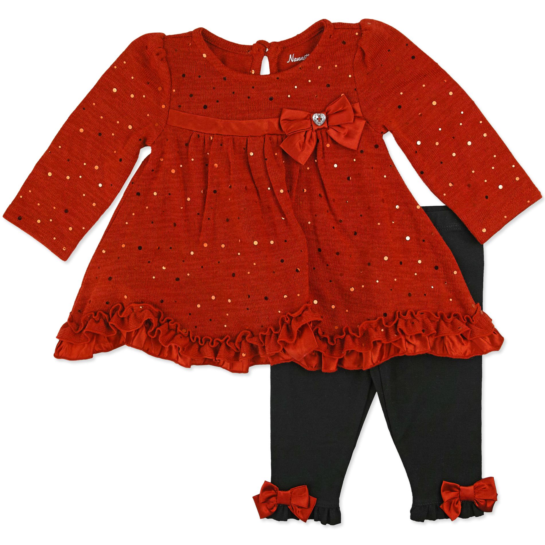 Nanette Newborn, Infant & Toddler Girls' Babydoll Dress & Leggings