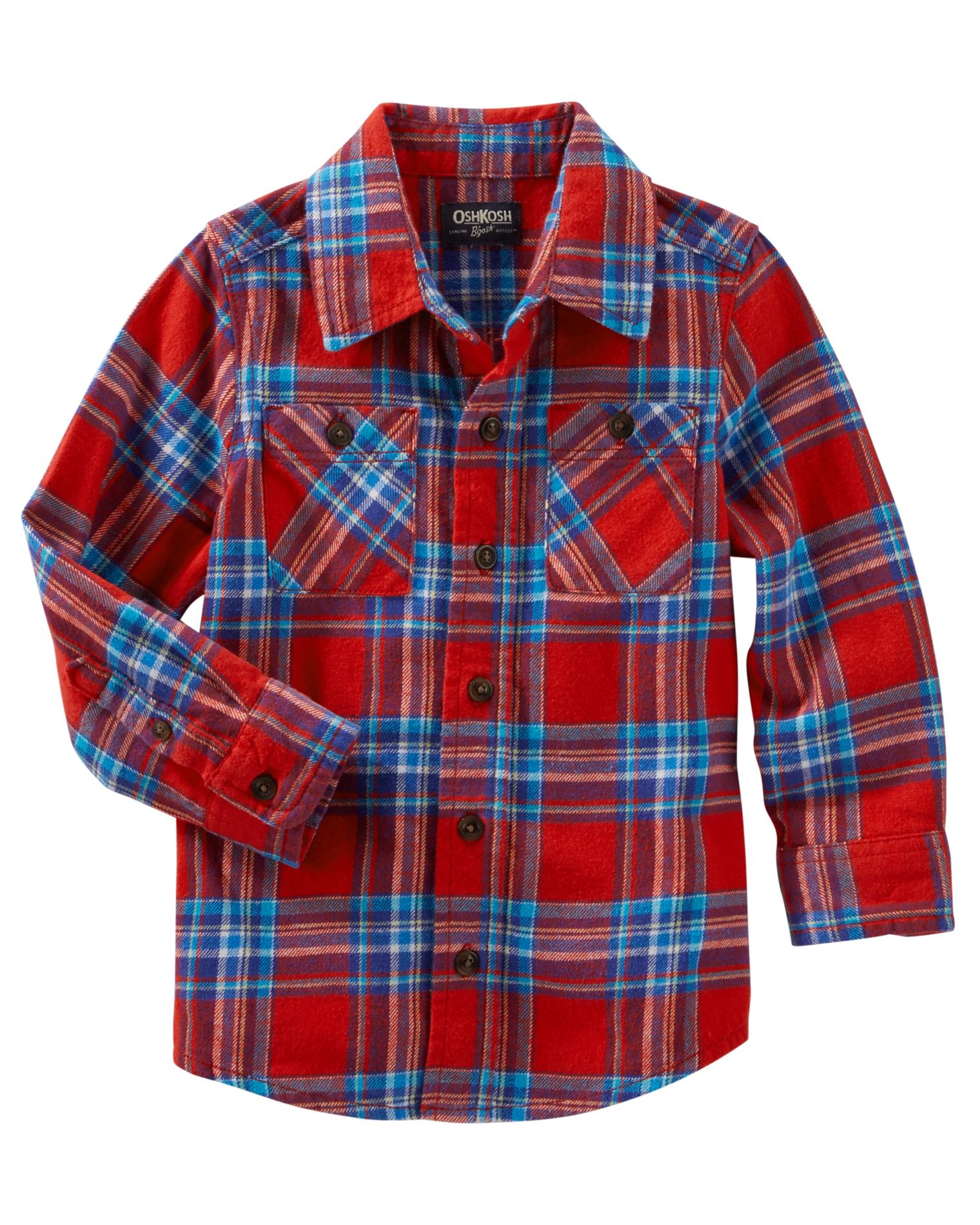 OshKosh Toddler Boys' Button-Front Shirt - Plaid