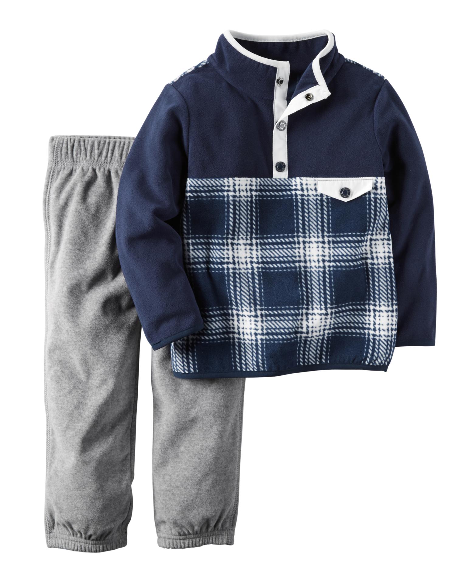 Carter's Newborn & Infant Boys' Sweatshirt & Sweatpants - Colorblock & Plaid