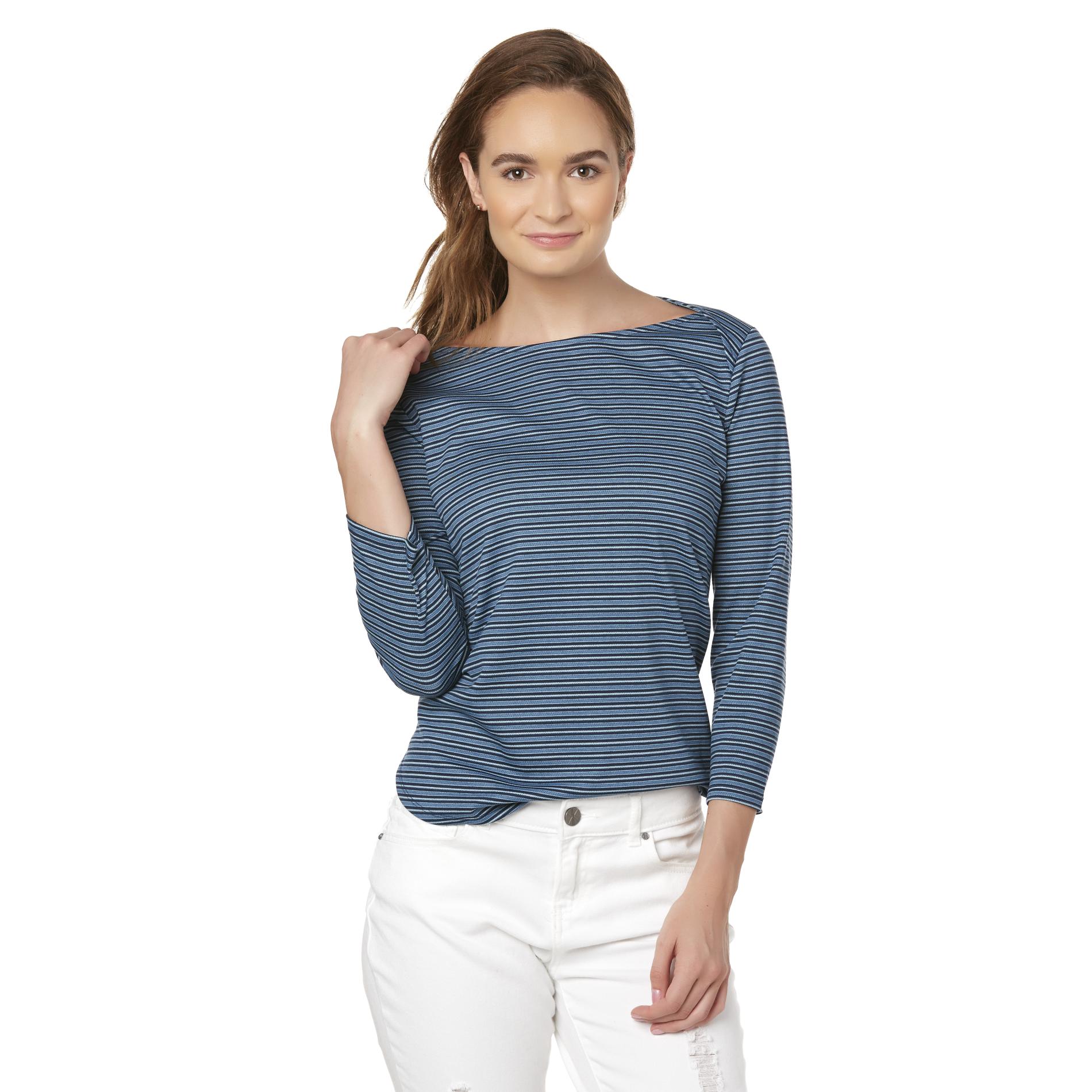 Simply Styled Women's Boat Neck Top - Striped