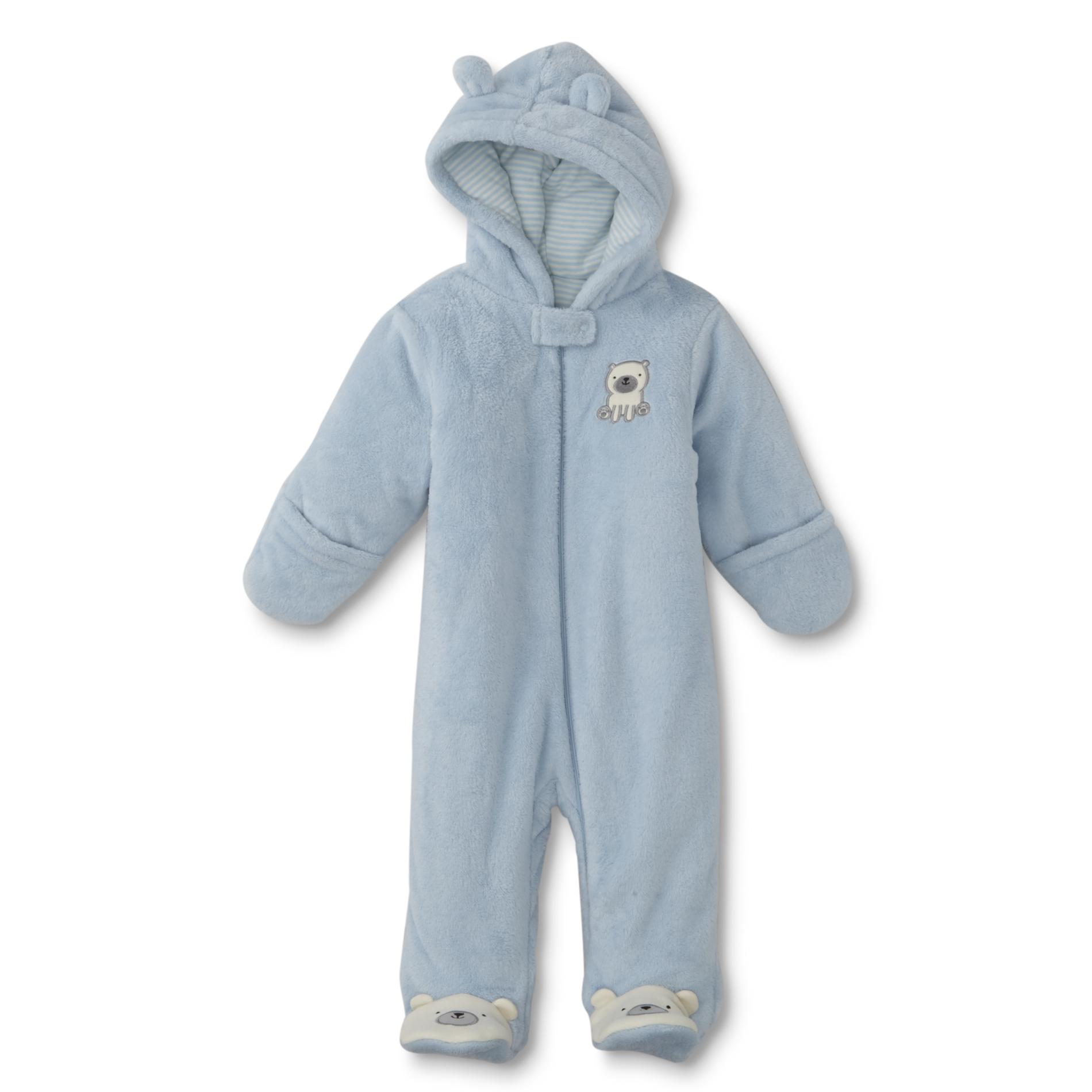 Little Wonders Newborn Boys' Hooded Fleece Pram Suit - Polar Bear