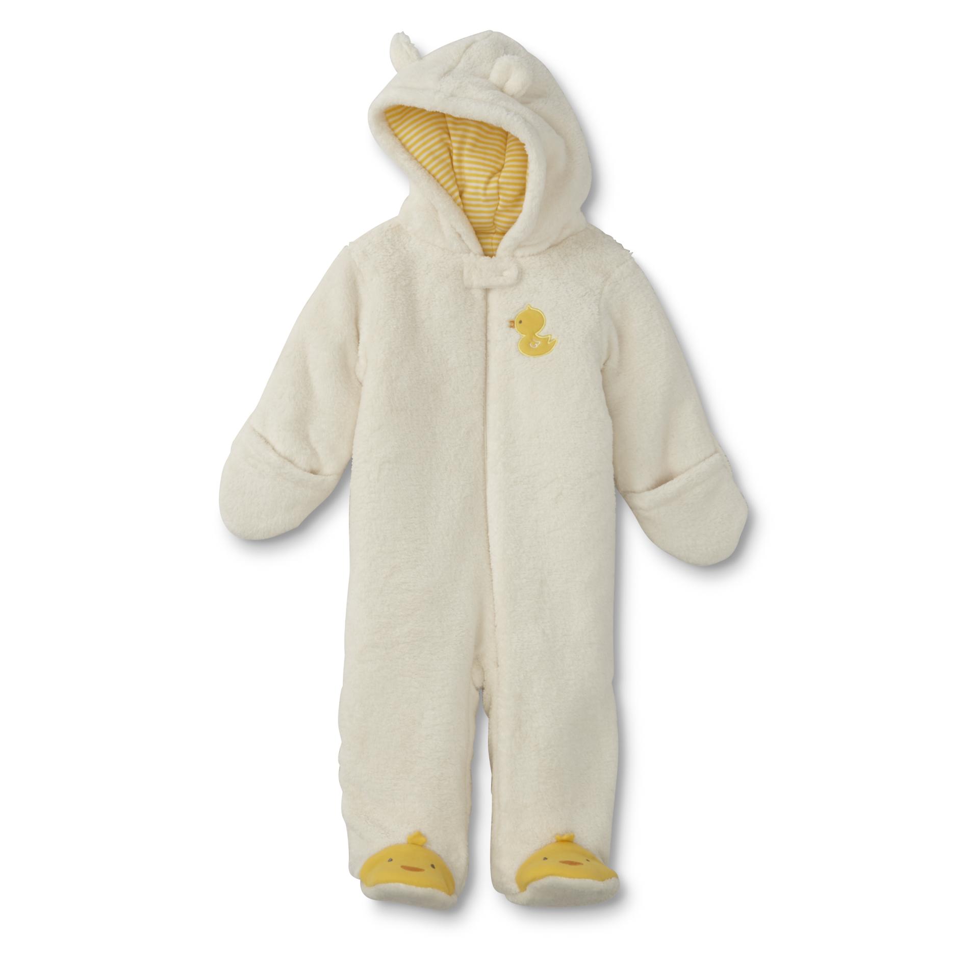Little Wonders Newborn Boys' Hooded Fleece Pram Suit - Duck