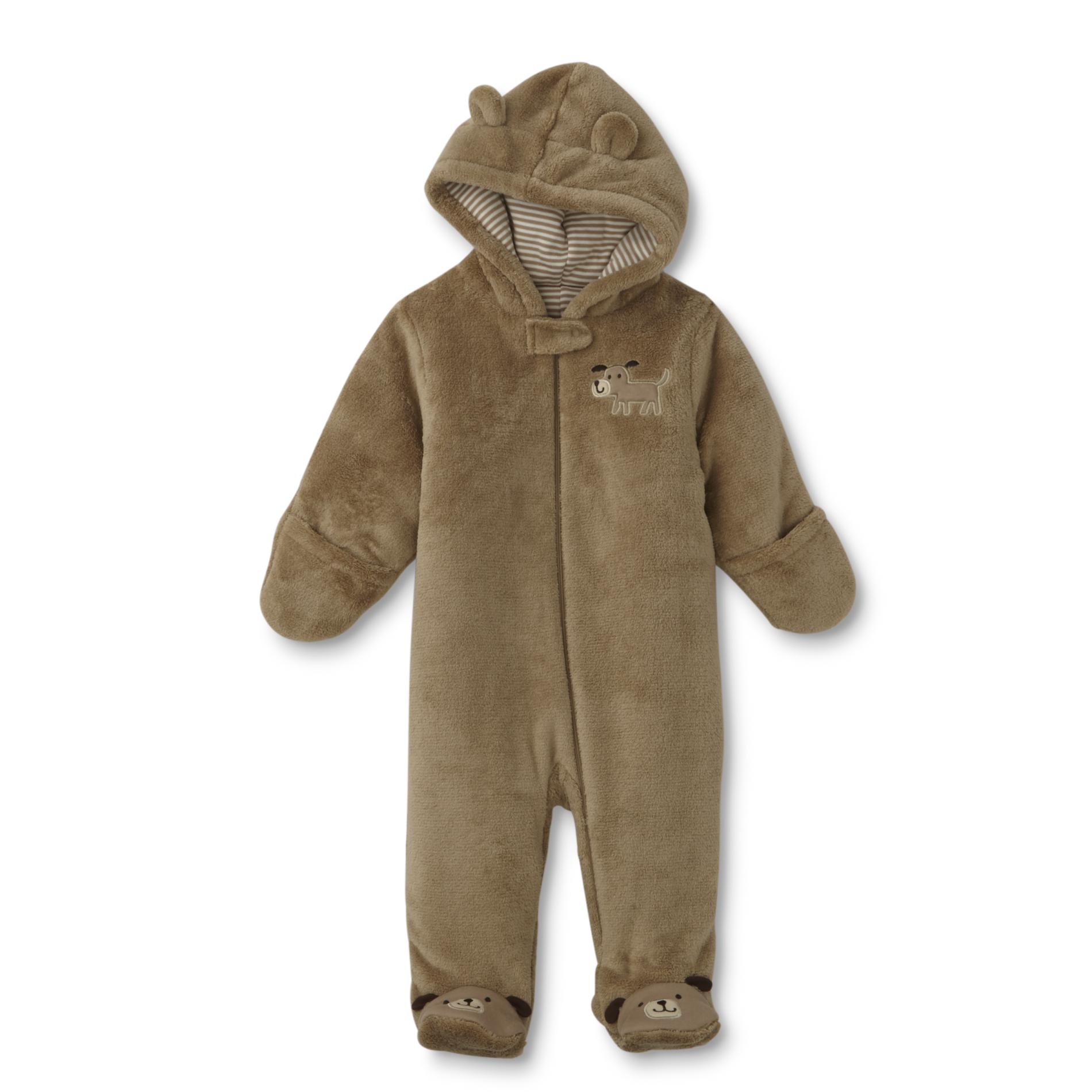 Little Wonders Newborn Boys' Hooded Fleece Pram Suit - Dog