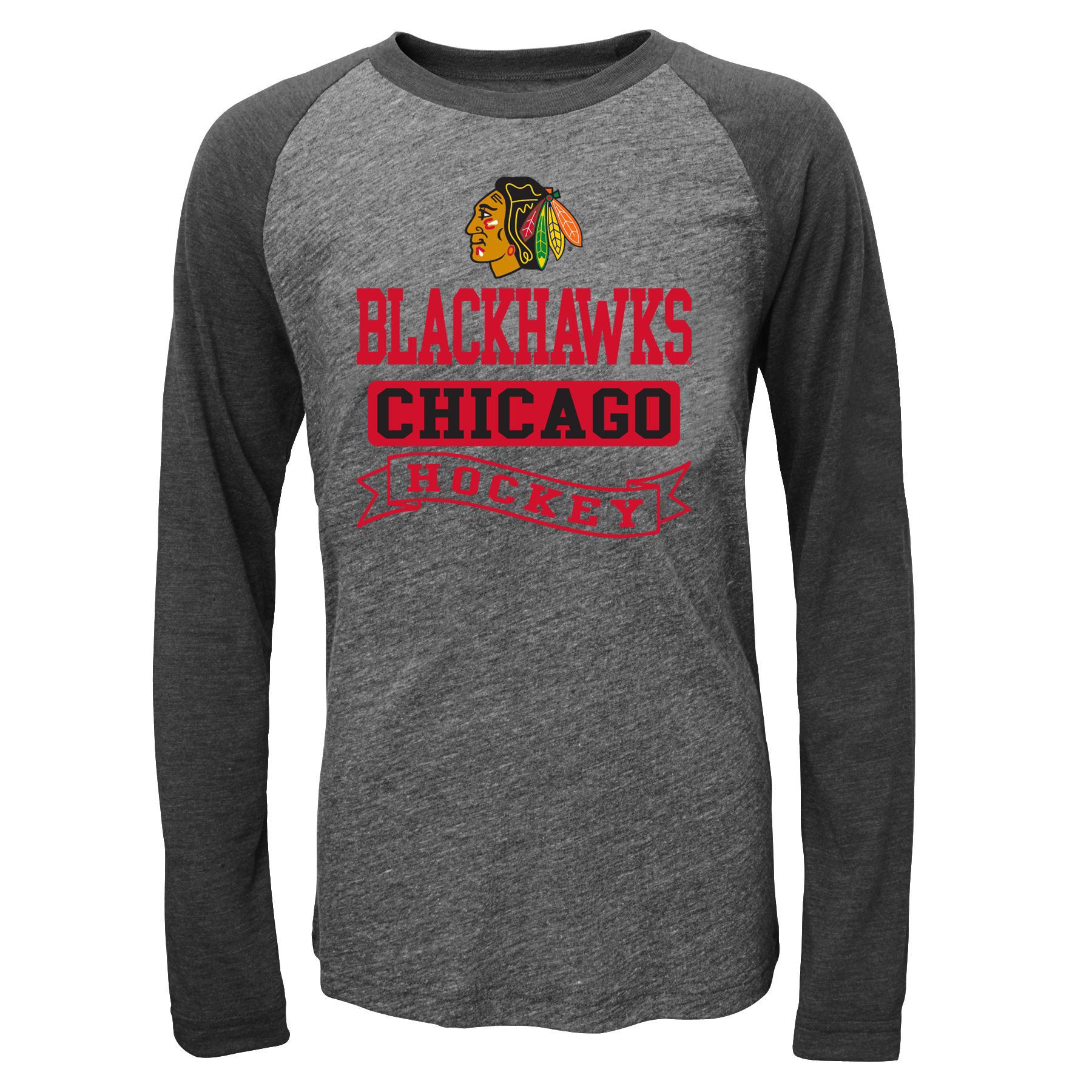 NHL Boys' Raglan Sleeve Graphic T-Shirt - Chicago Blackhawks