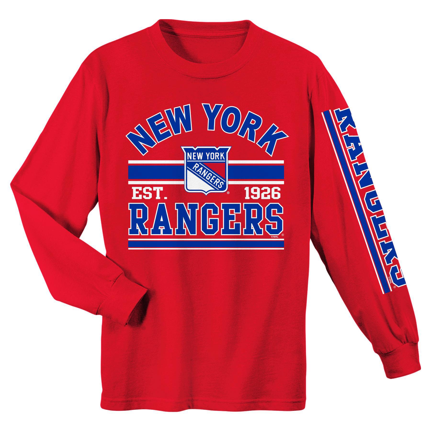 NHL Boys' Long-Sleeve Graphic T-Shirt - New York Rangers