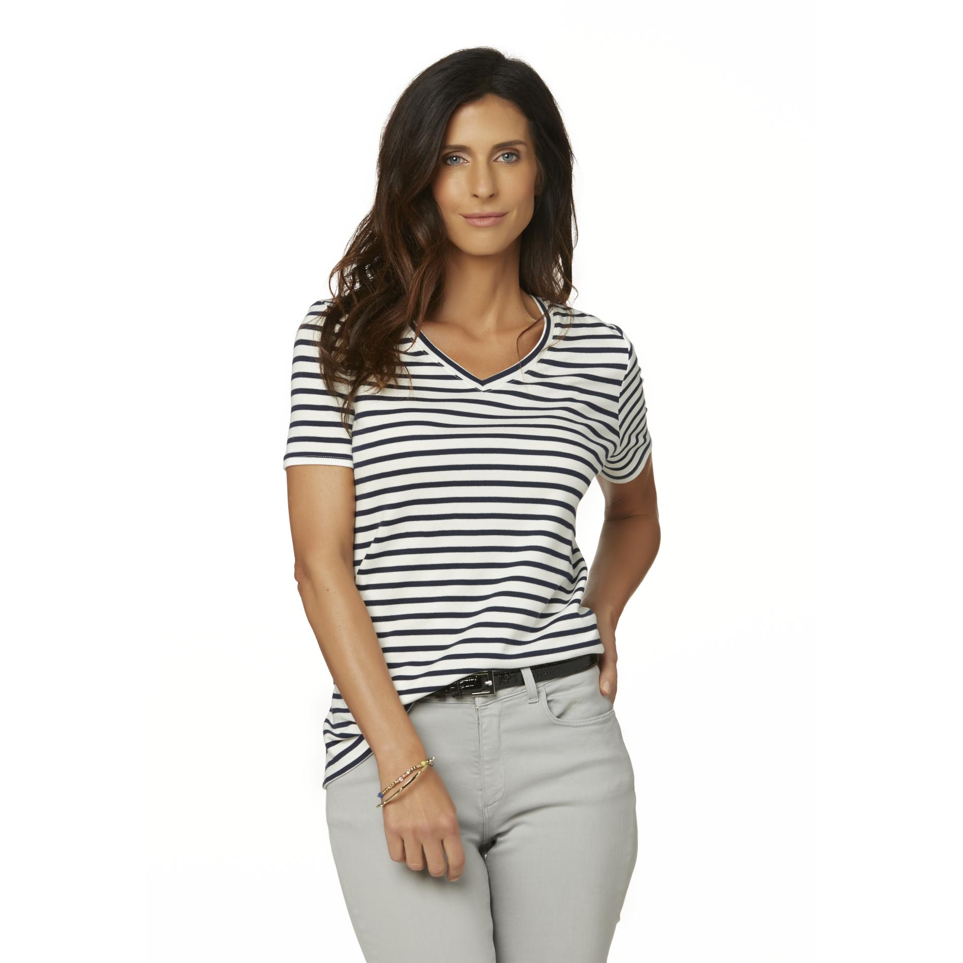 Basic Editions Women's Relaxed Fit T-Shirt - Striped