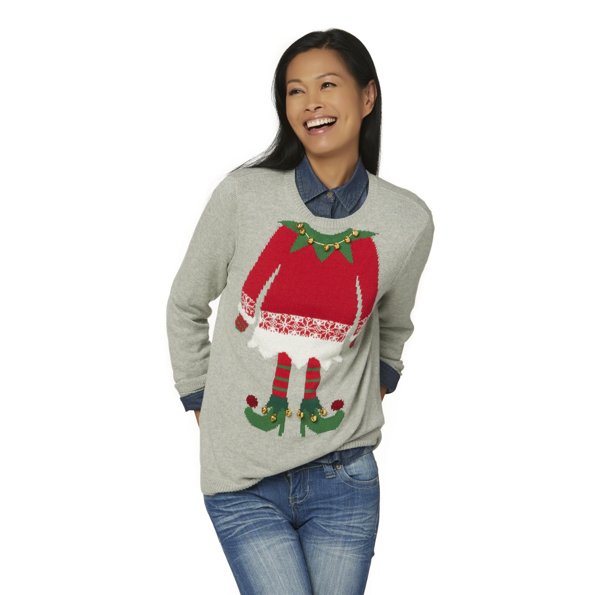 Laura Scott Women's Embellished Christmas Sweater - Elf