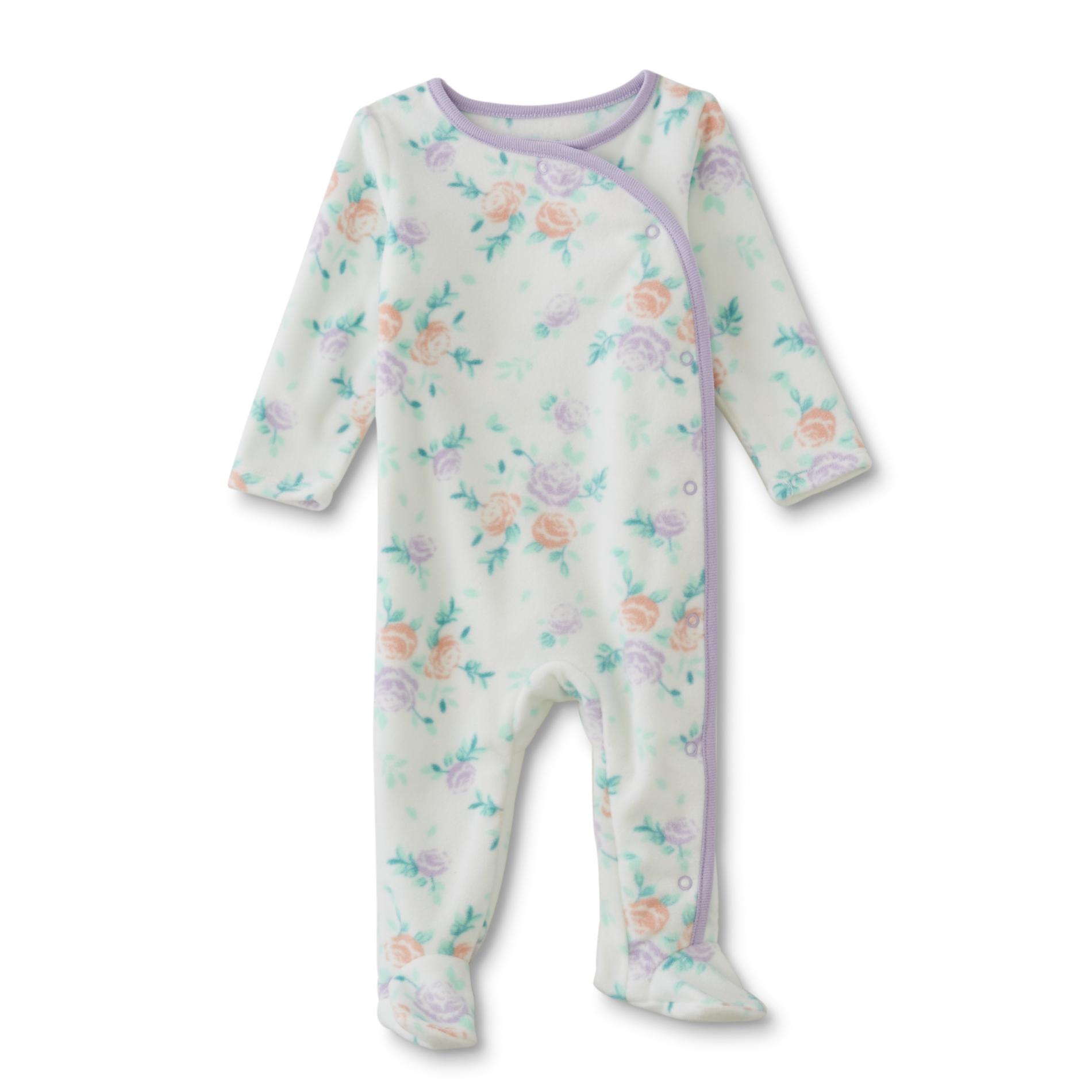 Little Wonders Newborn Girls' Fleece Sleeper Pajamas - Floral