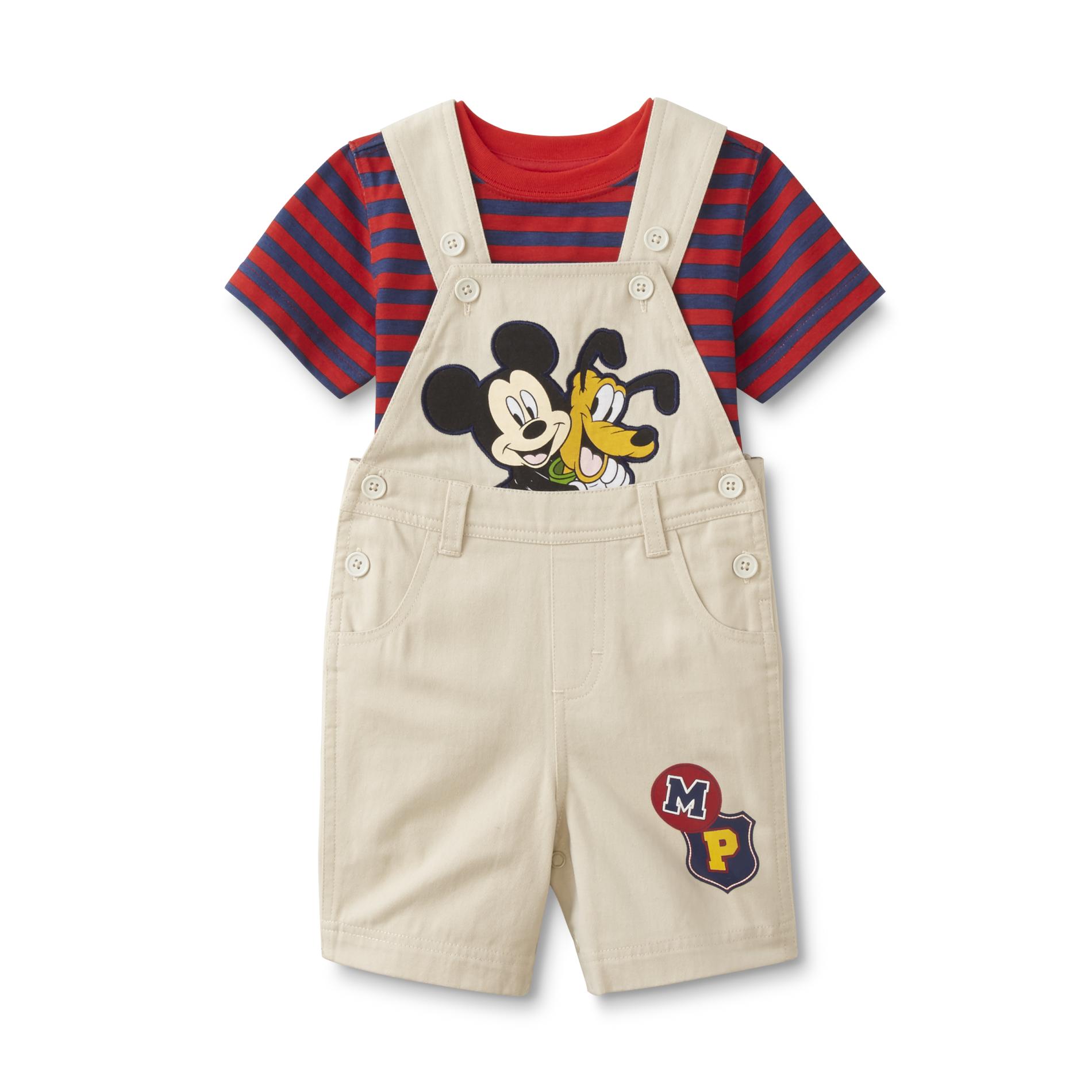 Disney Mickey Mouse Infant Boys' T-Shirt & Overalls - Striped