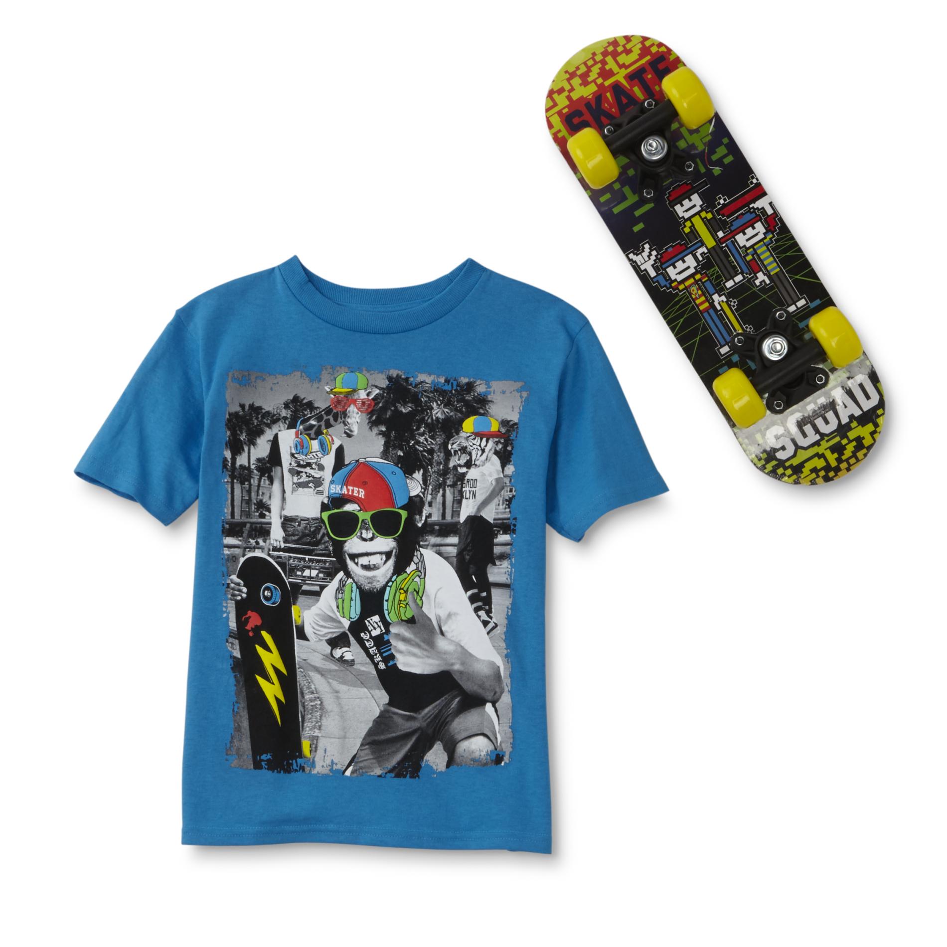 Boys' Graphic T-Shirt & Skateboard - Monkey