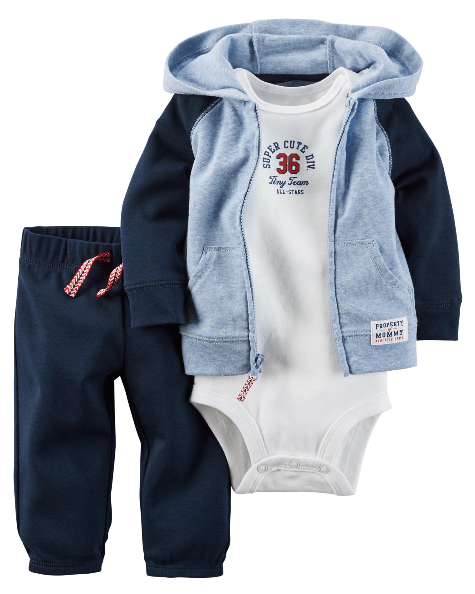 Carter's Newborn & Infant Boys' Bodysuit, Hoodie Jacket & Sweatpants - Colorblock