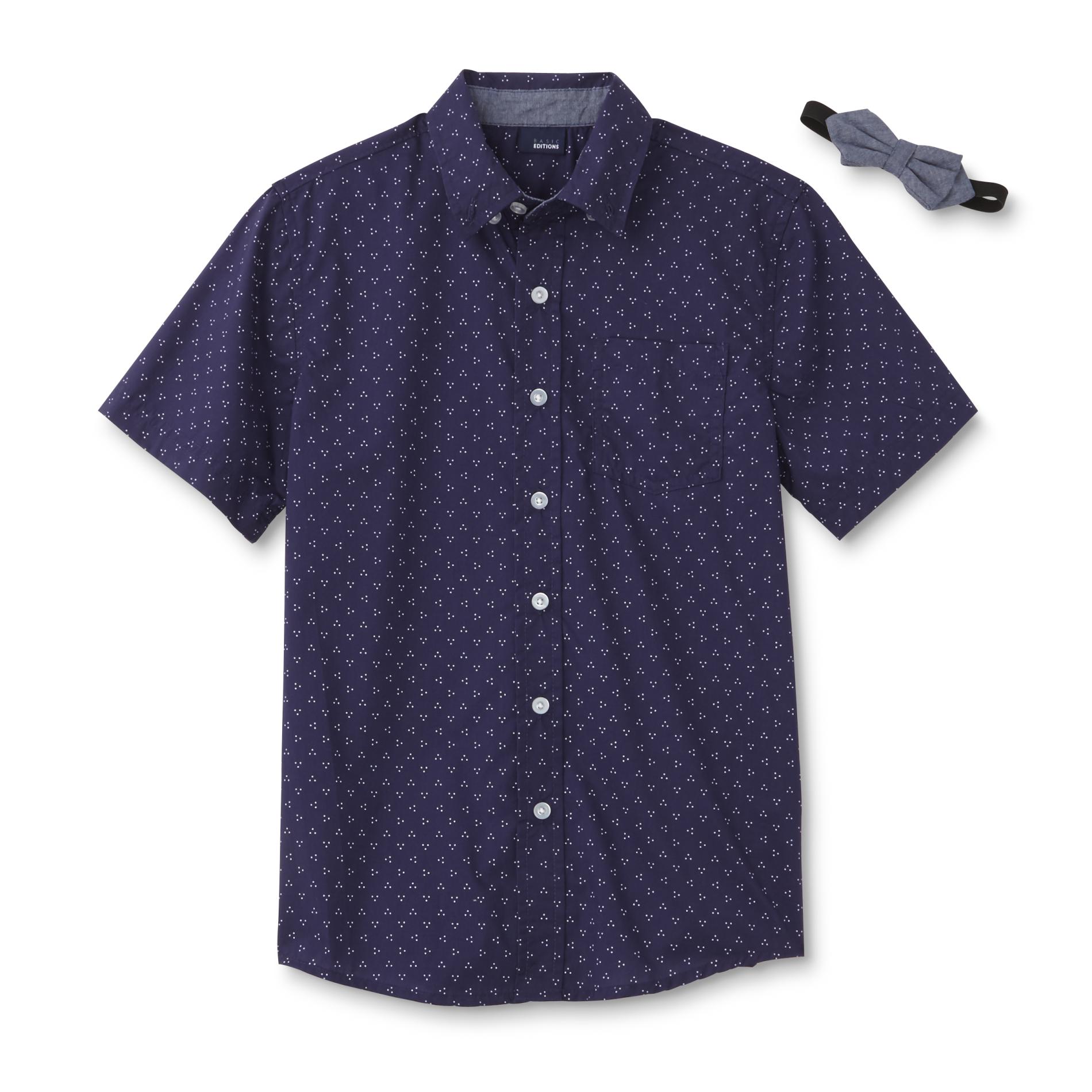 Basic Editions Boys' Short-Sleeve Shirt & Bow Tie - Dot