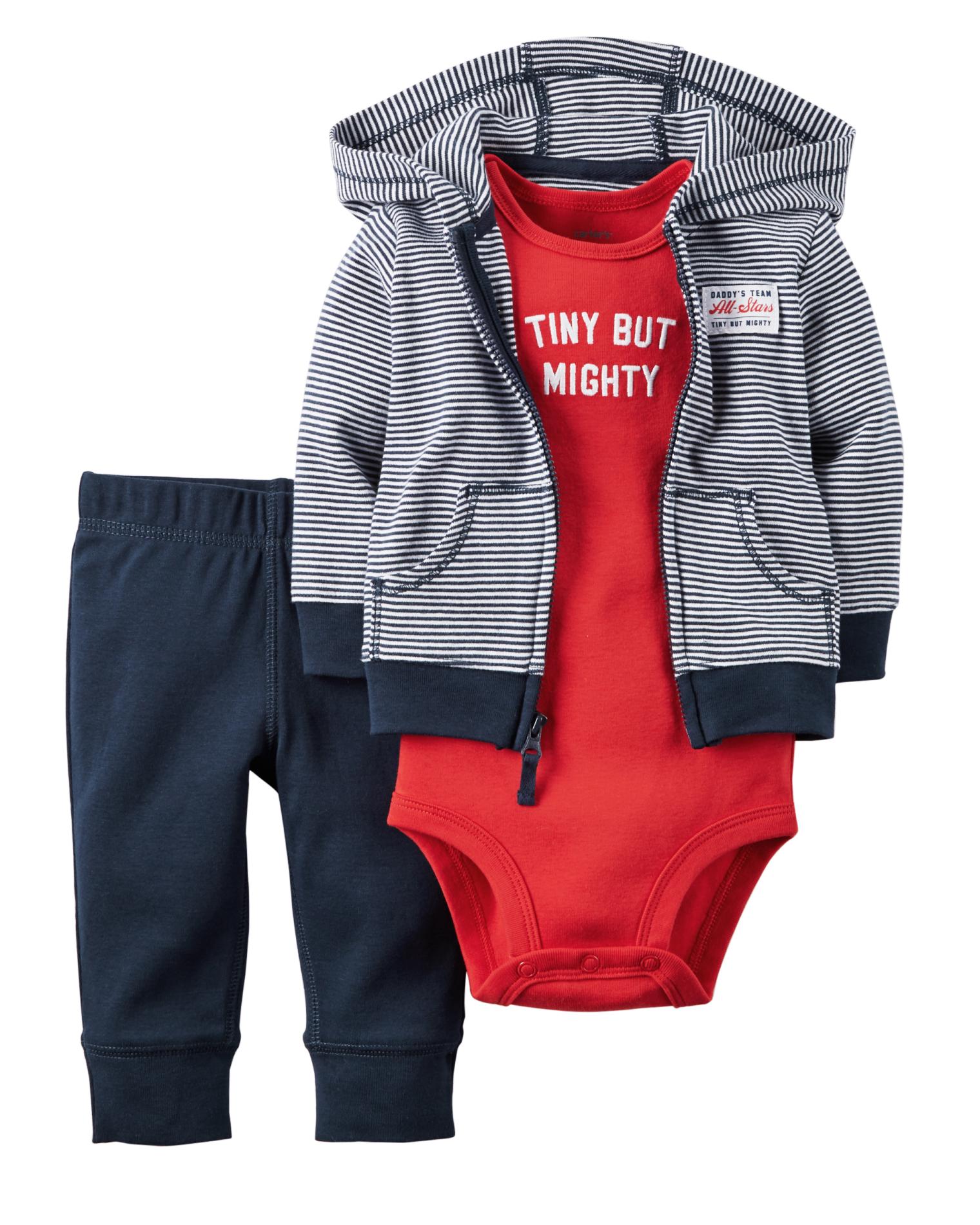 Carter's Newborn & Infant Boys' Bodysuit, Hoodie Jacket & Sweatpants - Striped