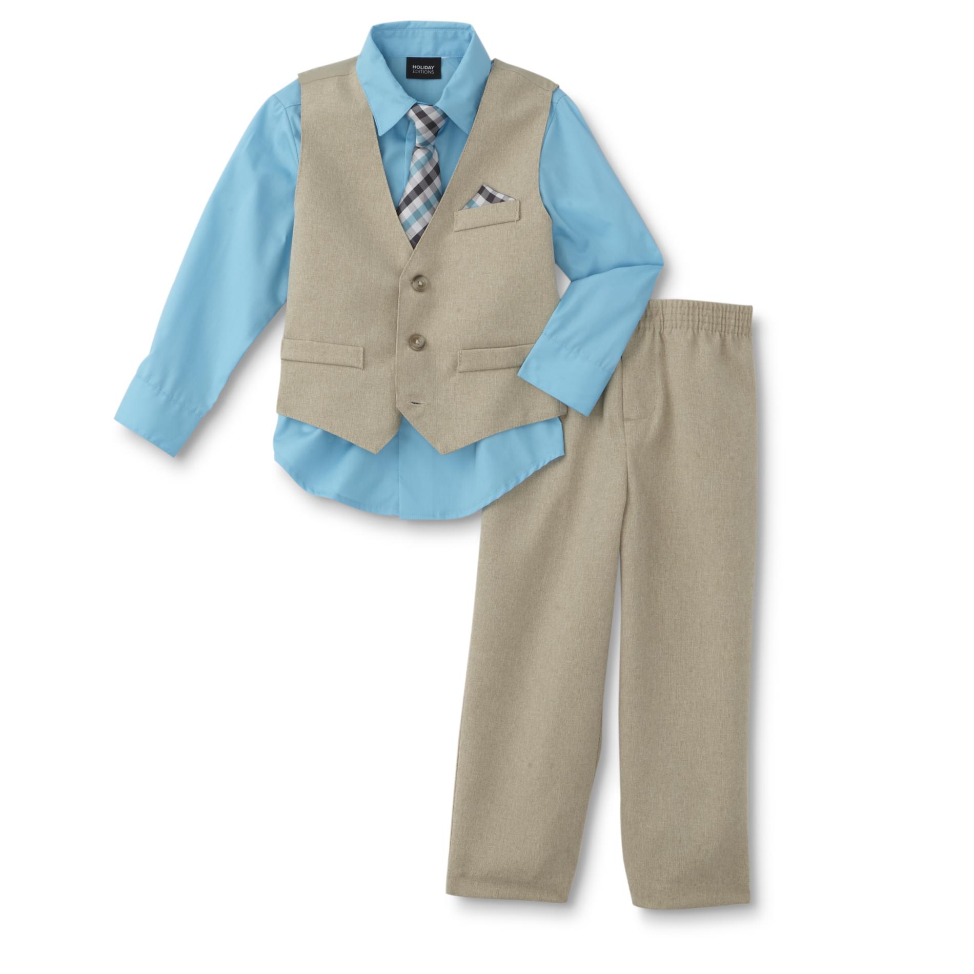 Holiday Editions Infant & Toddler Boys' Vest, Dress Shirt, Necktie & Pants