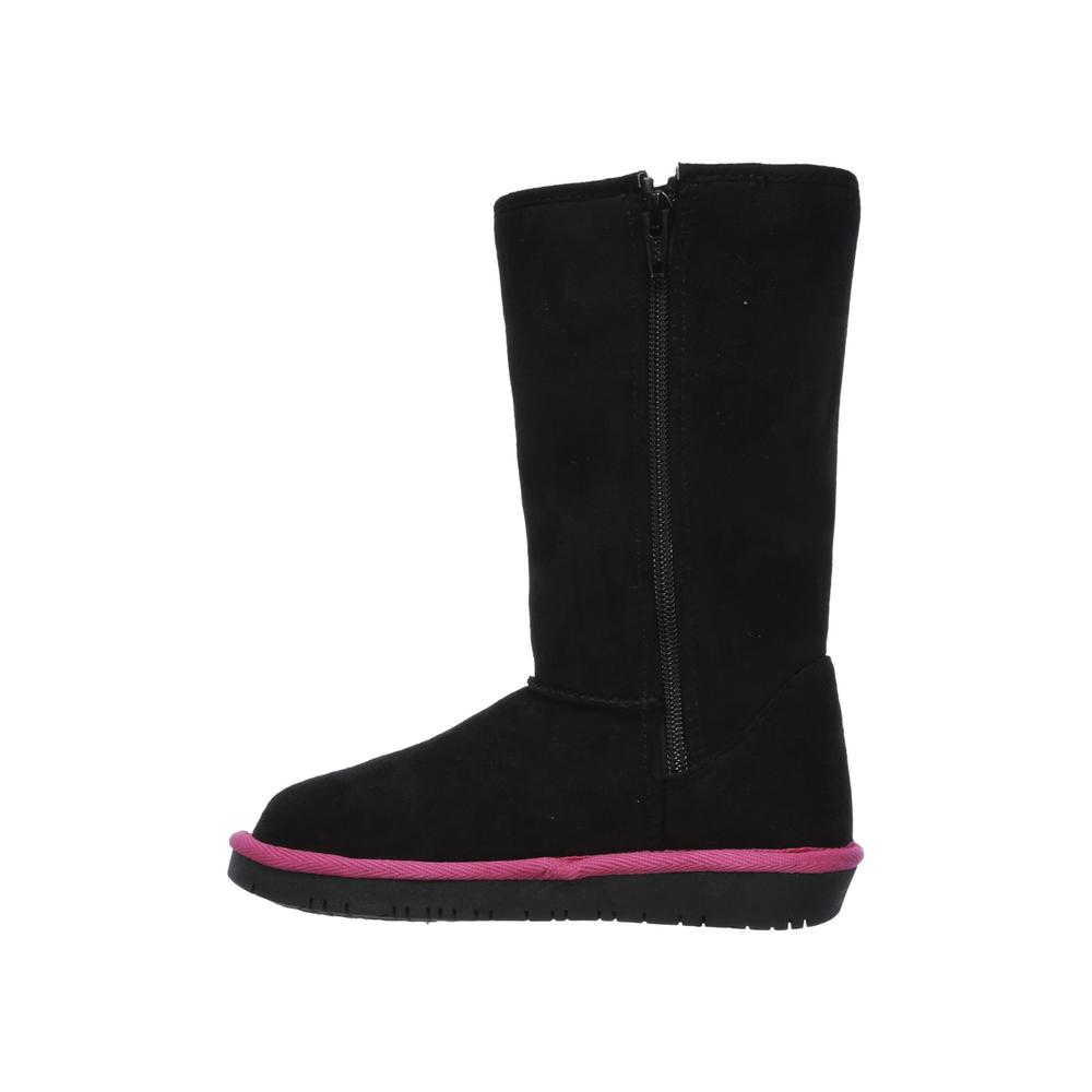Skechers Girls' Glamslam Button Beauties Black/Pink Boot