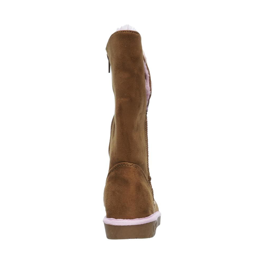 Skechers Girls' Glamslam Button Beauties Tan/Pink Boot