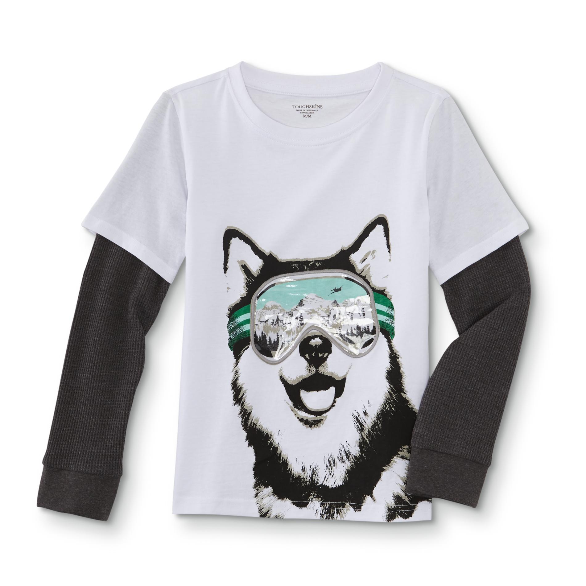 Toughskins Boys' Layered-Look Shirt - Ski Husky Dog