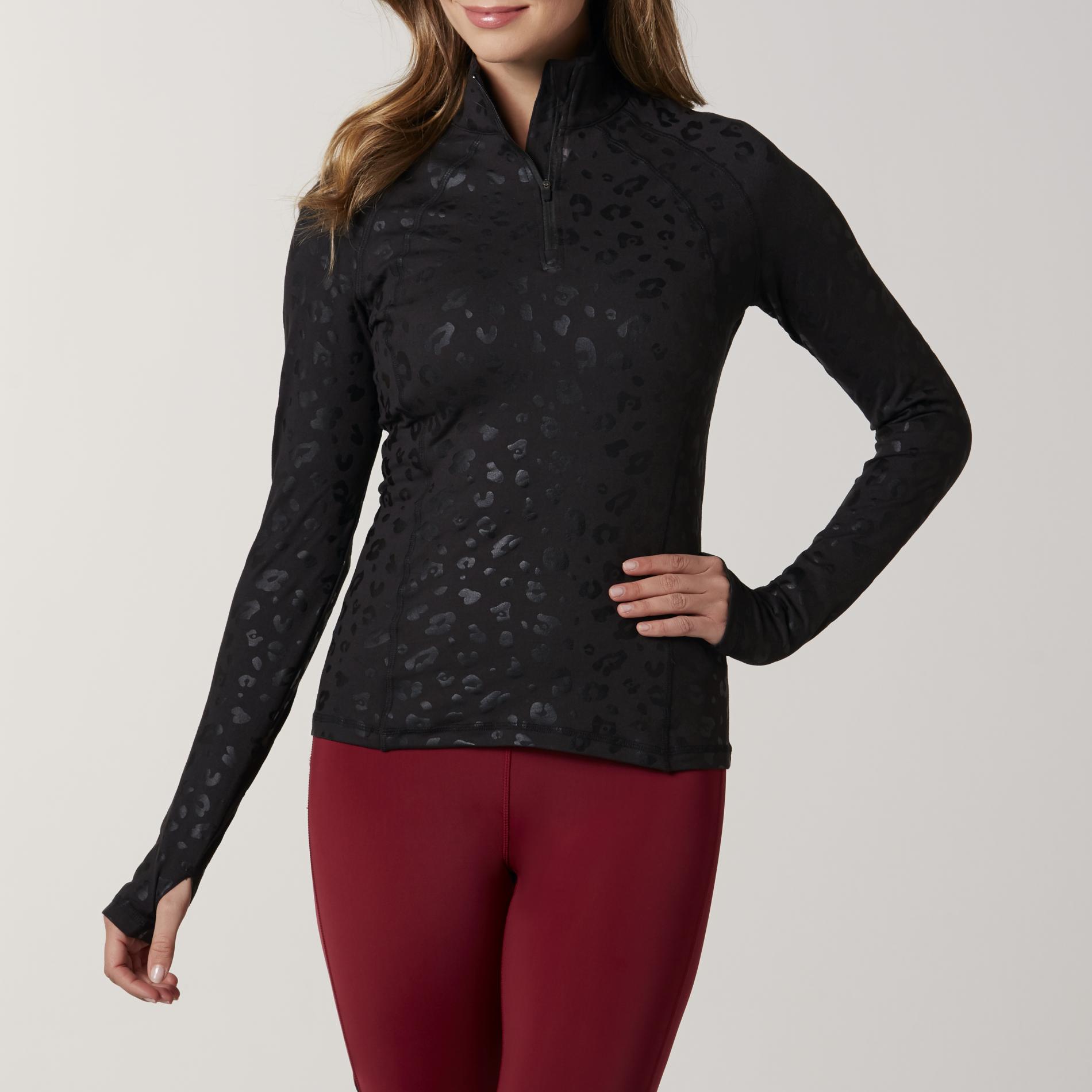 Everlast Sport Women's Half-Zip Pullover - Leopard, Size: XS, Black Everlast Sport Women's Half-Zip Pullover - Leopard, Size: XS, Black