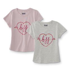 Basic Editions Girls' Plus 2-Pack Graphic T-Shirts - BFF