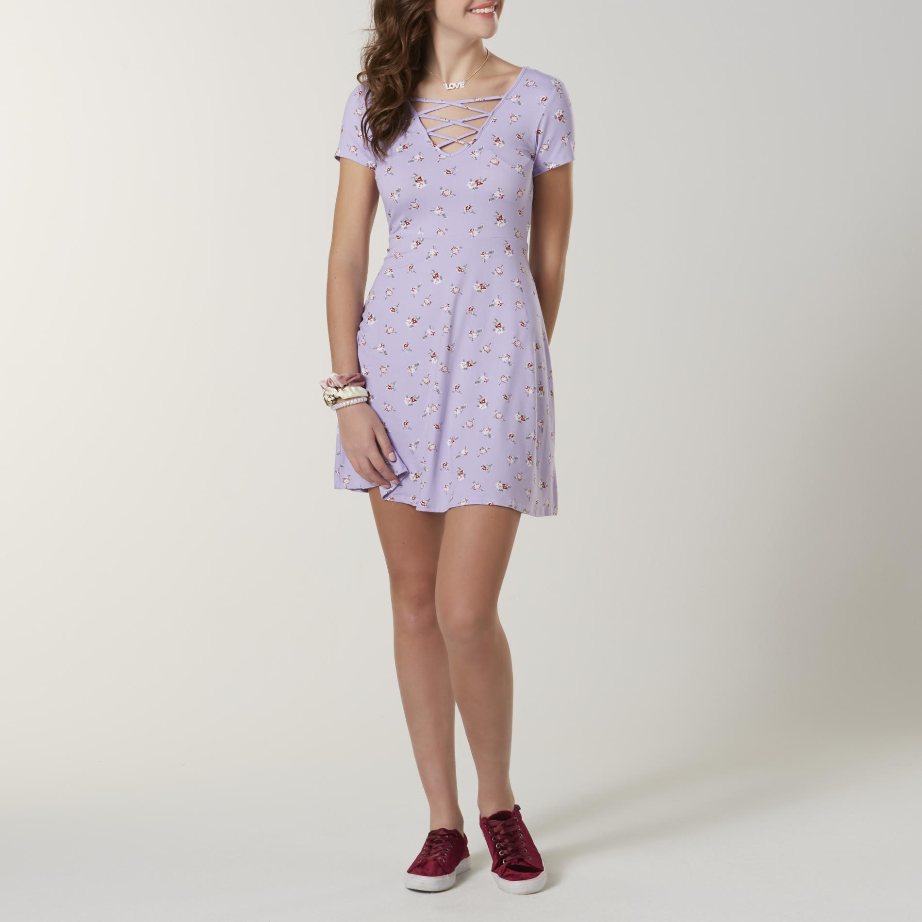 Joe Boxer Juniors' Skater Dress - Floral, Size: Small, Pastel Purple Joe Boxer Juniors' Skater Dress - Floral, Size: Small, Pastel Purple
