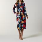 Pocketed Collared Floral Print Dress With a Sash by Simply Styled