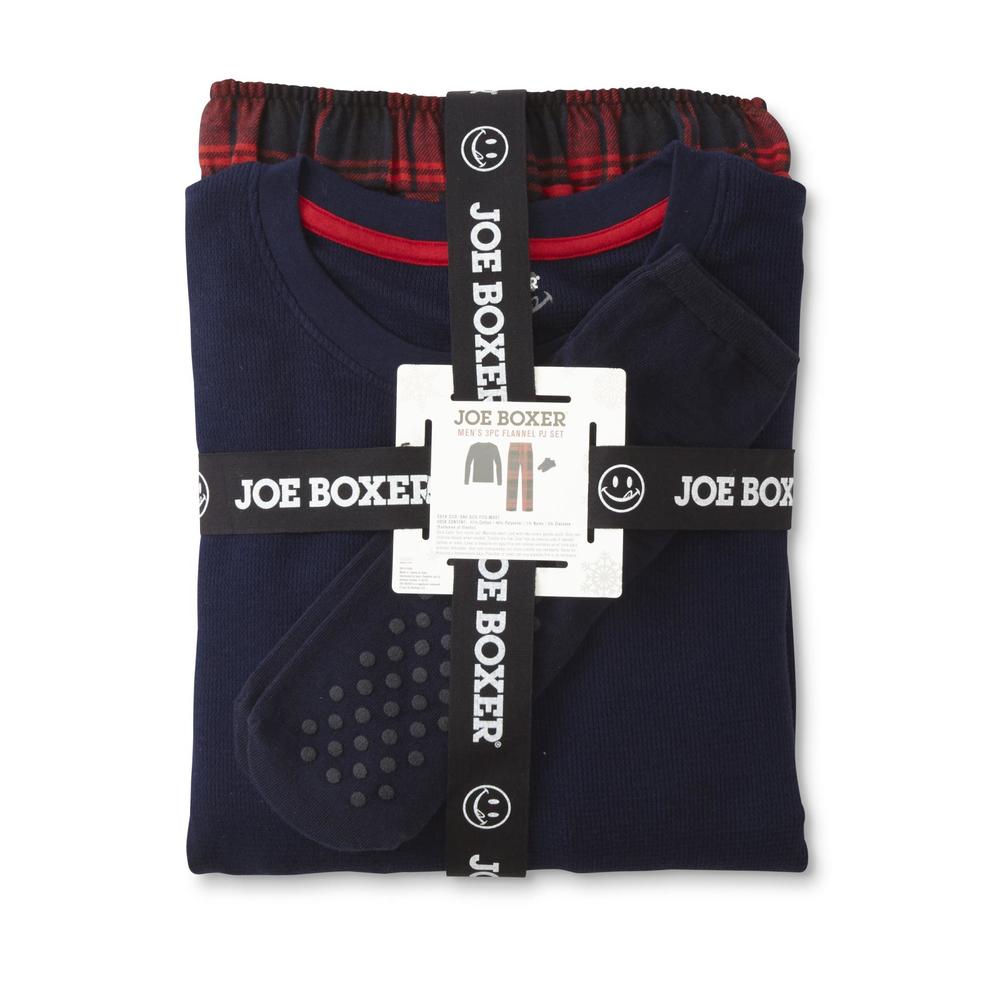 Joe Boxer Men's Pajama Shirt, Flannel Pants & Socks - Plaid