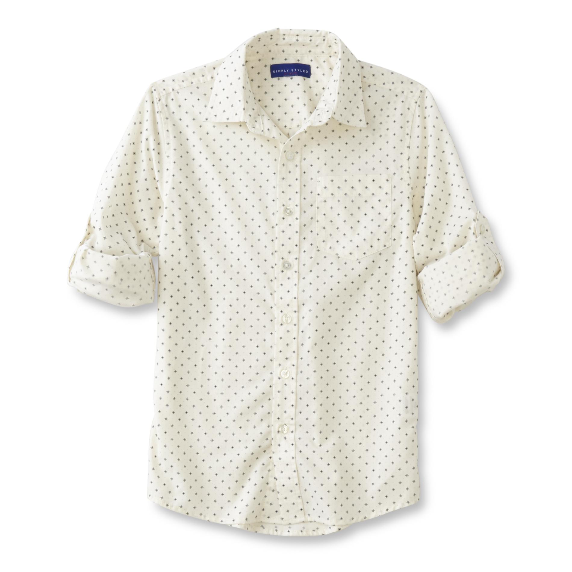 Simply Styled Boys' Button-Front Shirt - Micro Dot