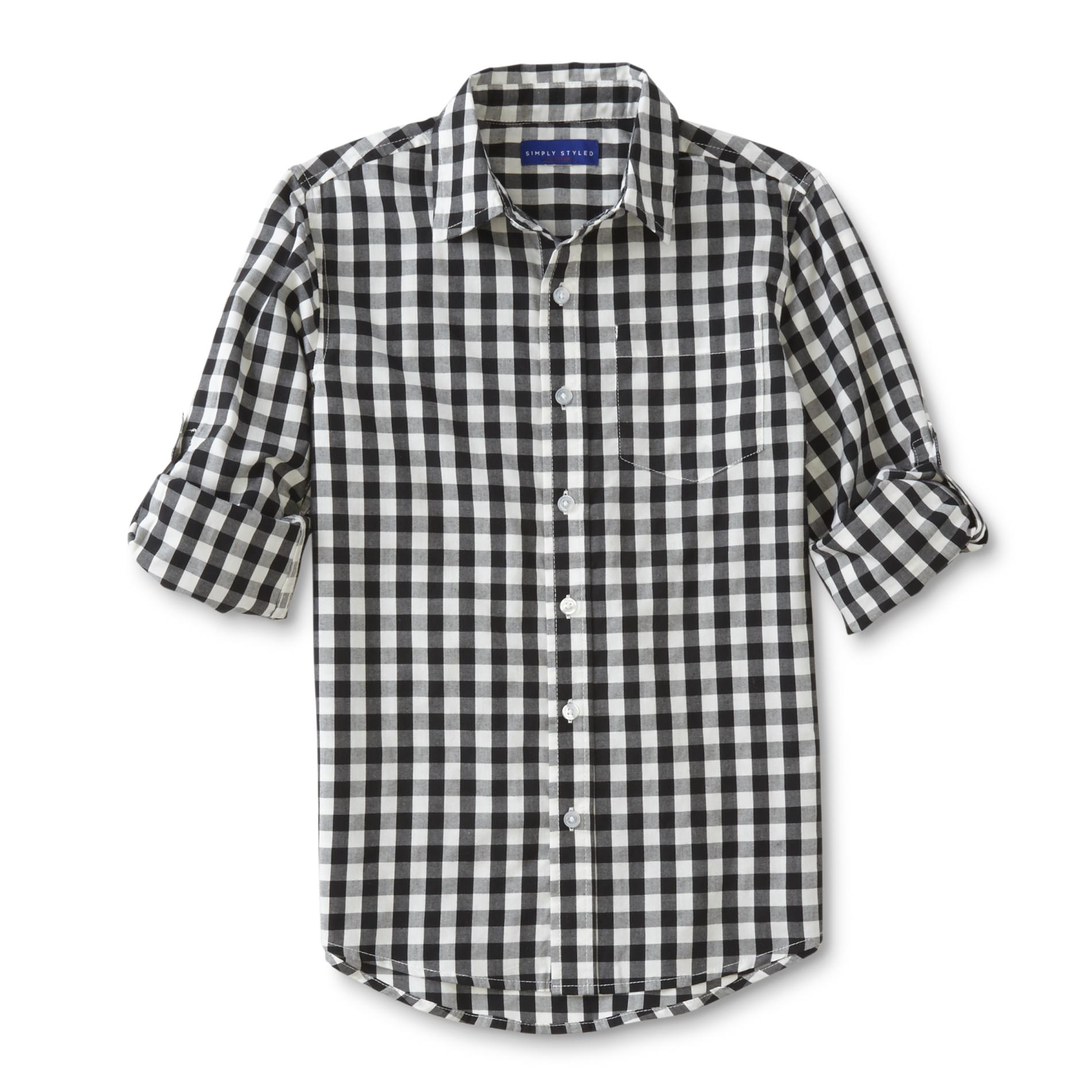 Simply Styled Boys' Button-Front Shirt - Plaid