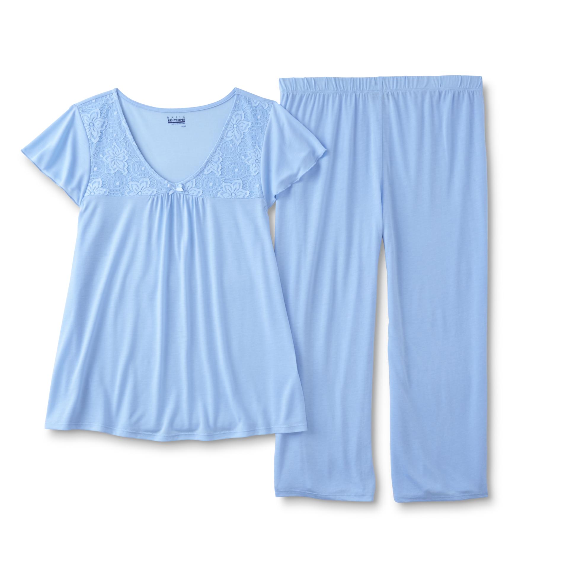 Basic Editions Women's Plus Pajama Shirt & Capris