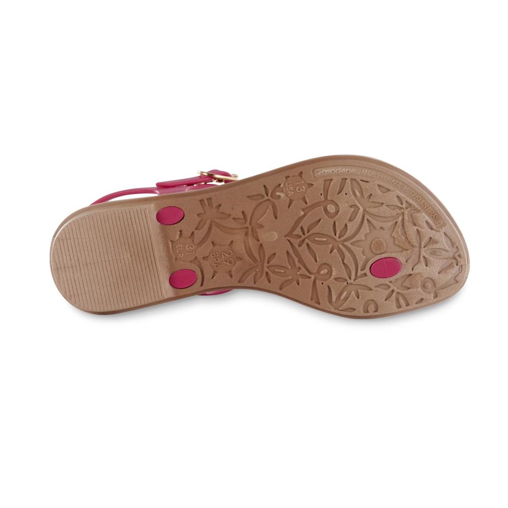 Grendha Girls' Jewel Beige/Pink Thong Sandal