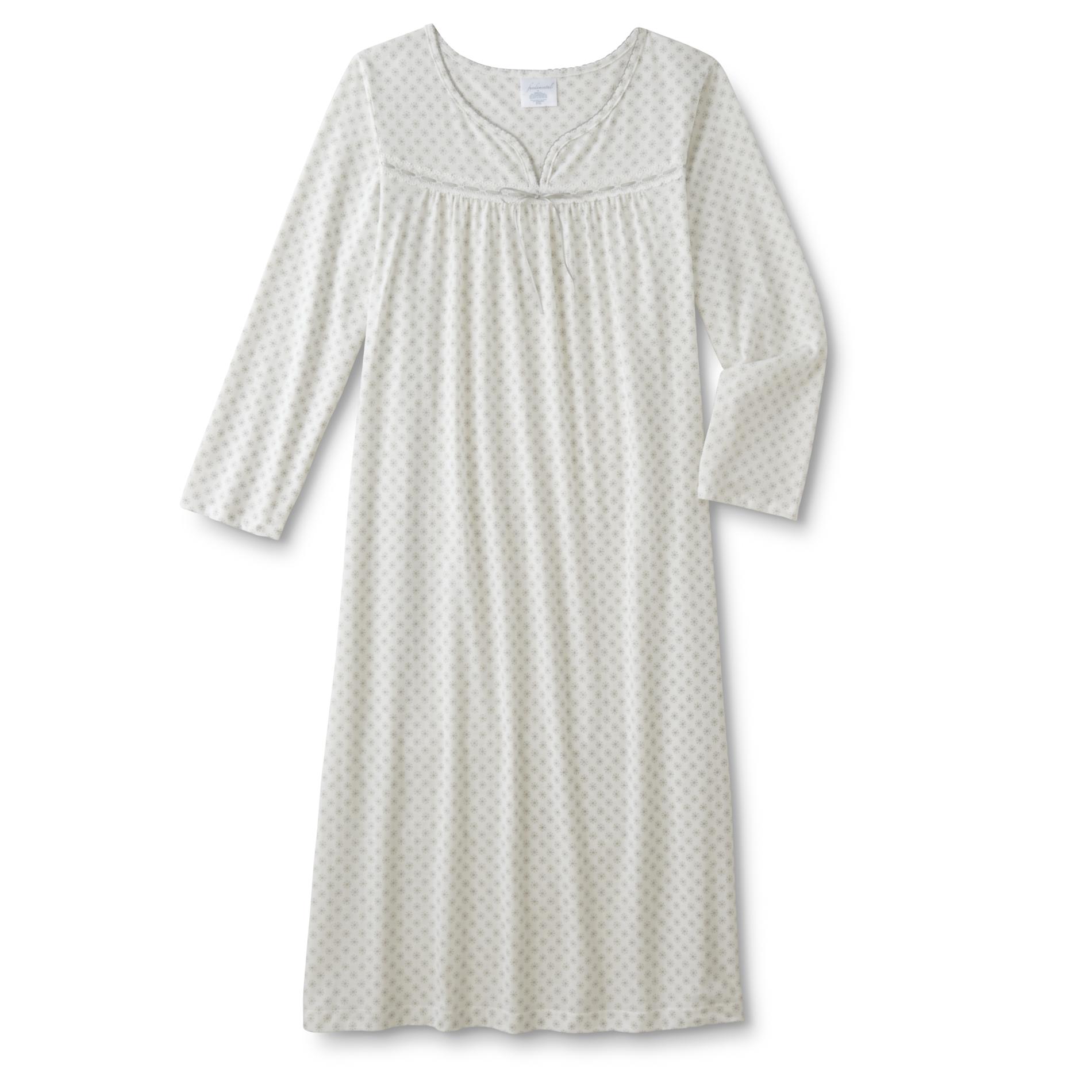 Fundamentals Women's Plus Long-Sleeve Nightgown - Snowflakes