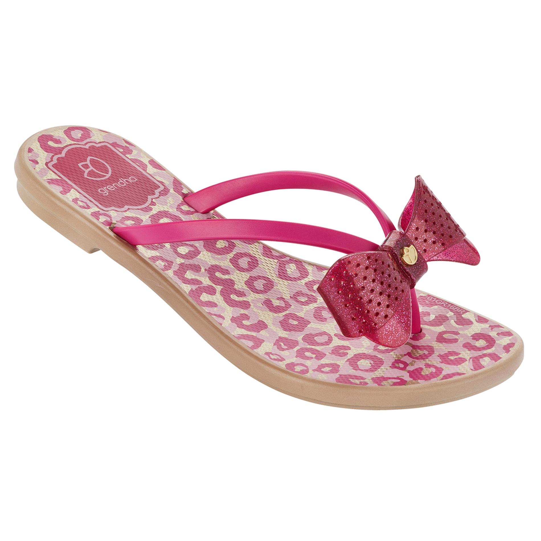 Grendha Girls' Paradiso Beige/Pink Thong Sandal