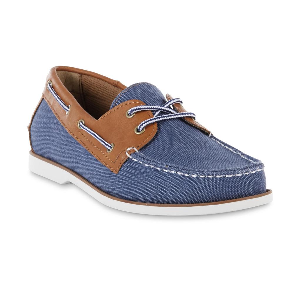 Thom McAn Men's Byers Canvas Boat Shoe - Navy/Brown
