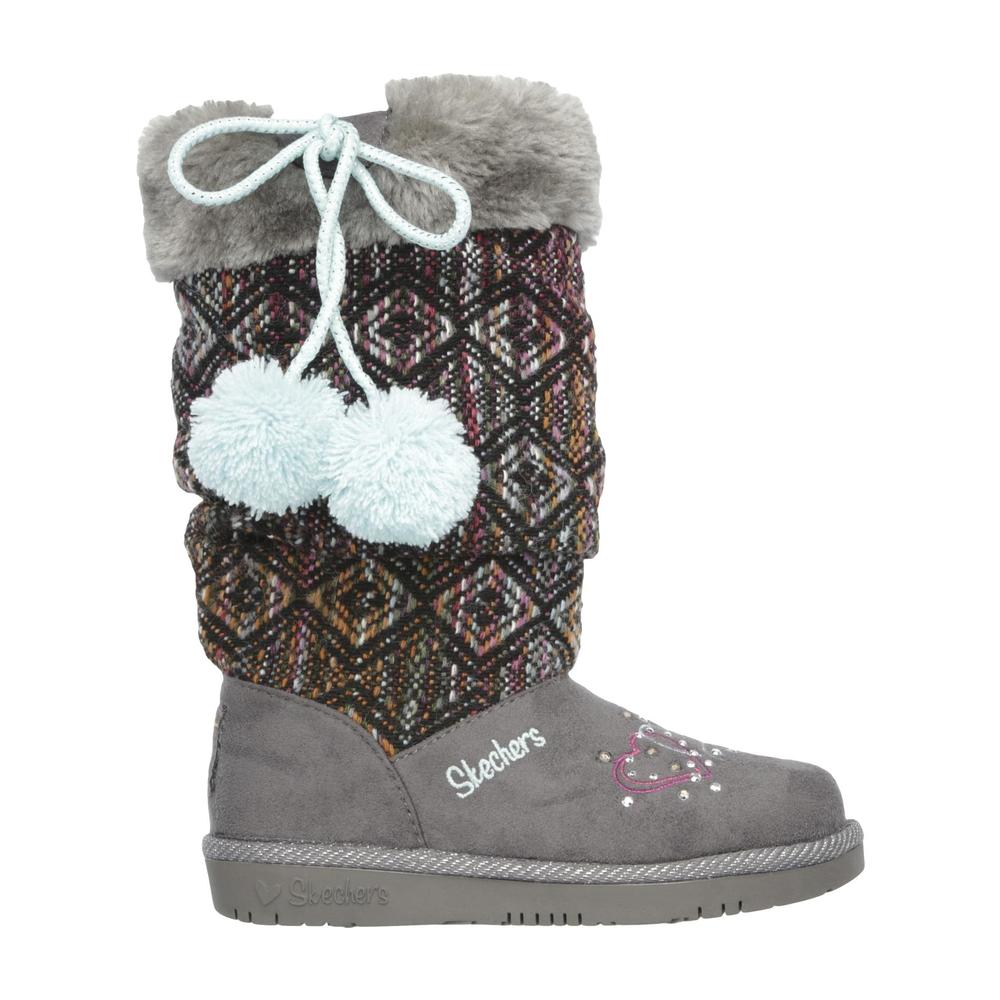 Skechers Girls' Twinkle Toes Glamslam Lil Lovelies Gray/Multicolor Boot