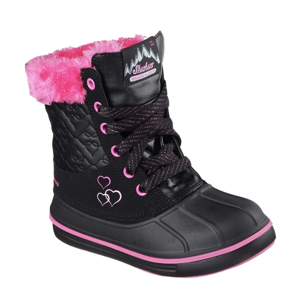Skechers Girls' Puddle Up Black/Pink Snow Boot