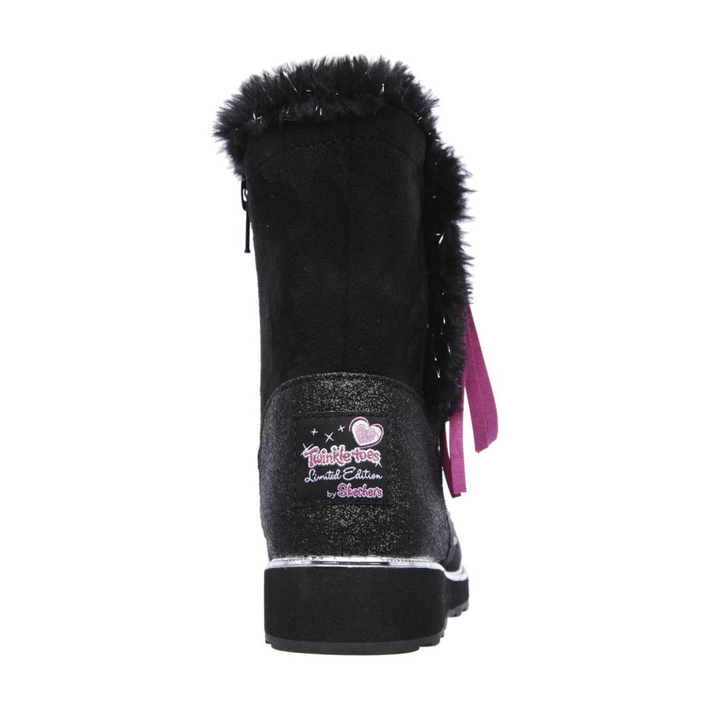 Skechers Girls' Twinkle Toes Glamslam Sparkle Spell Black/Pink Boot