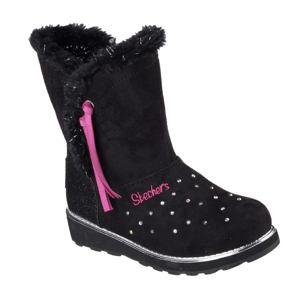 Skechers Girls' Twinkle Toes Glamslam Sparkle Spell Black/Pink Boot