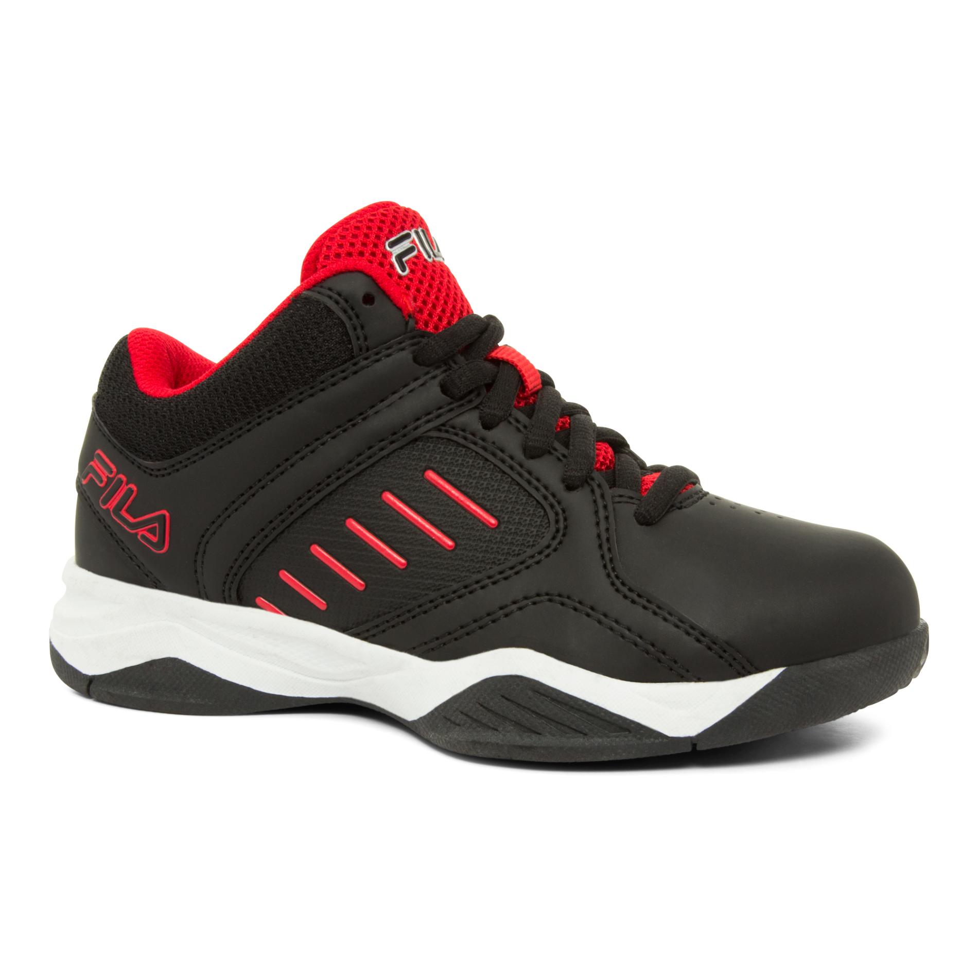 Fila Boys' Bank Black/Red Athletic Sneaker