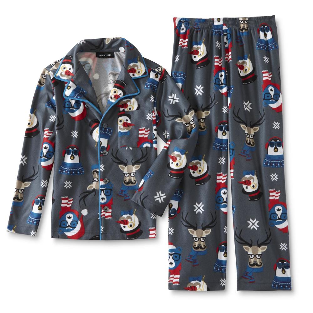 Joe Boxer Boys' Pajama Shirt & Pants - Snowmen & Reindeer