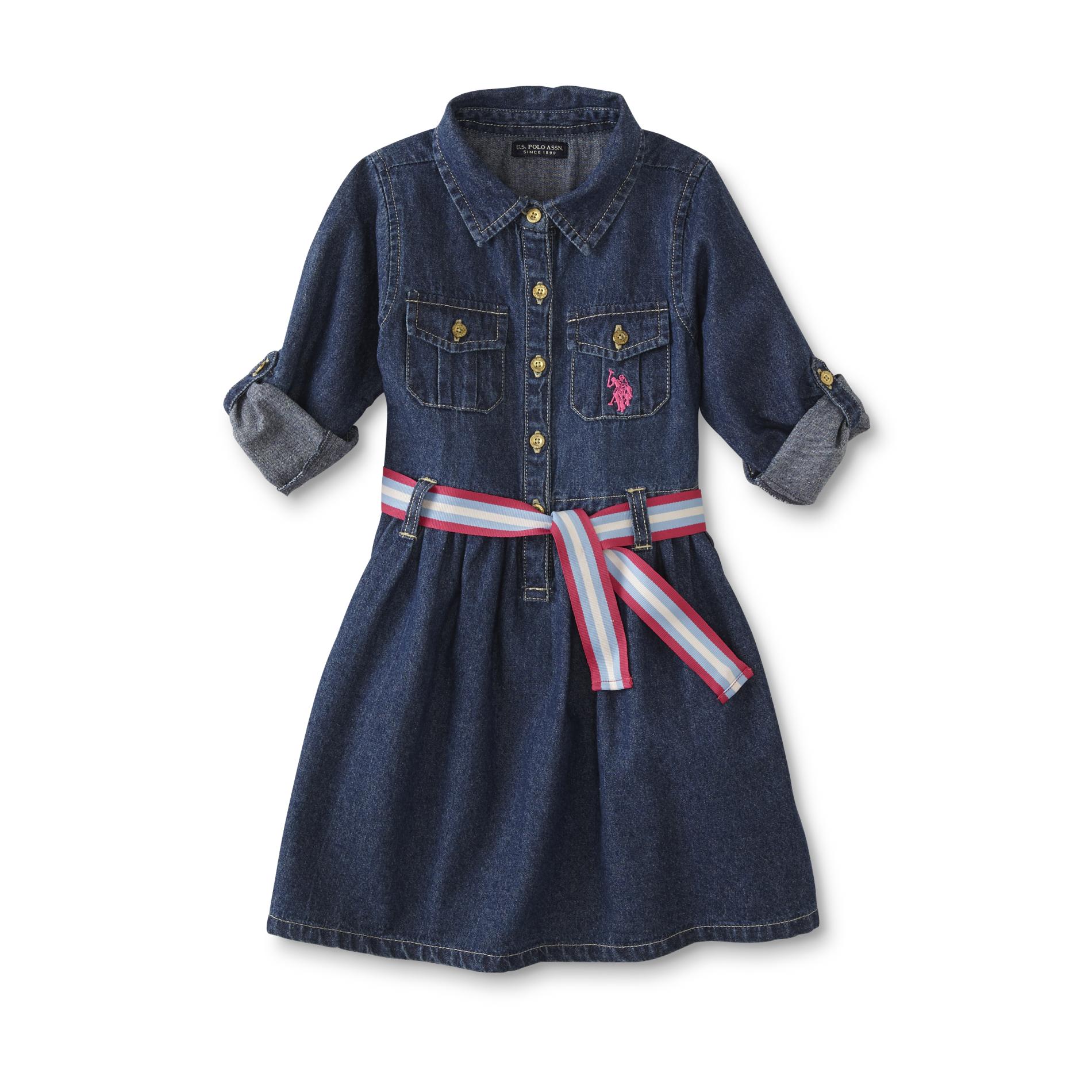 U.S. Polo Assn. Infant & Toddler Girls' Chambray Shirtdress