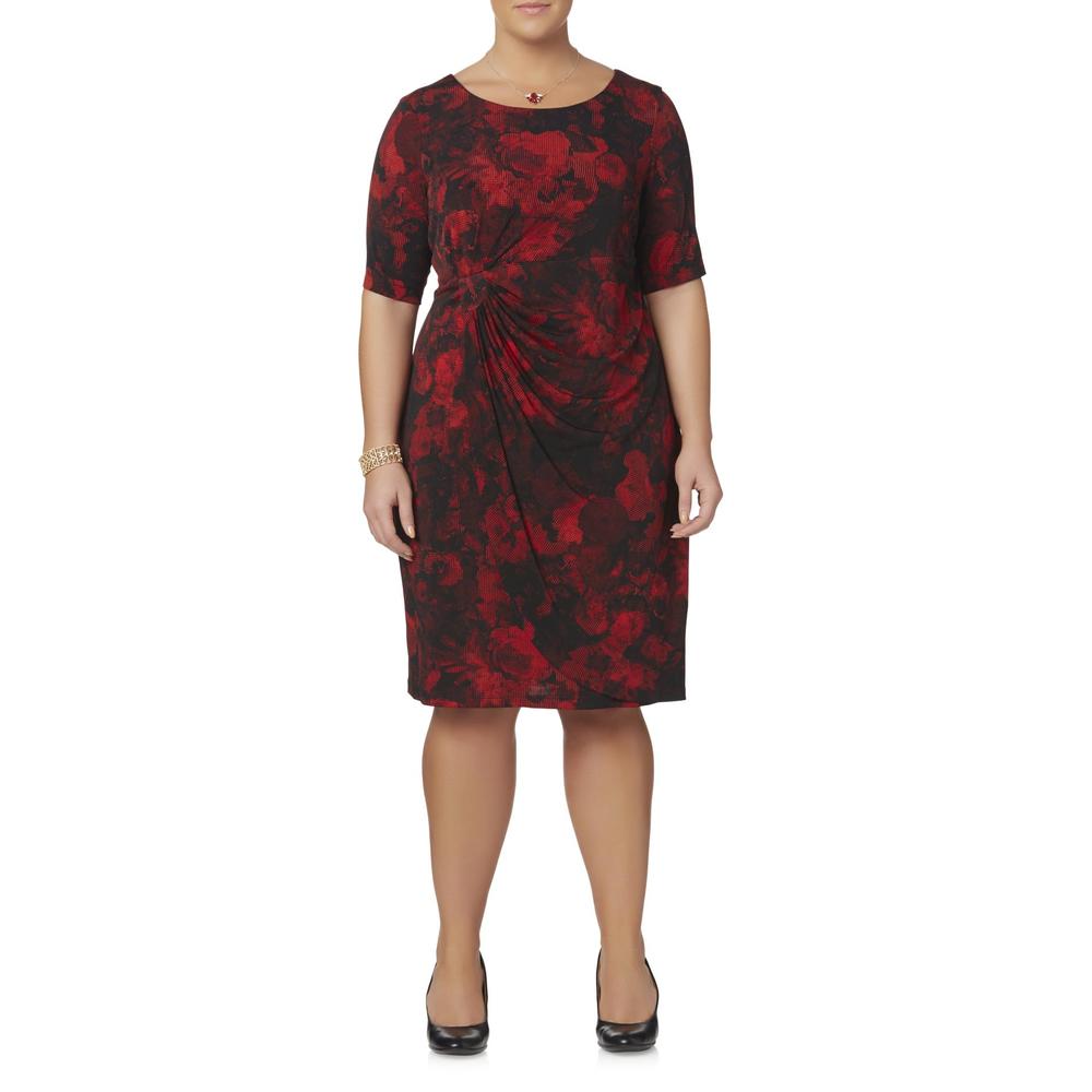 Connected Apparel Women's Plus Short-Sleeve Sheath Dress - Floral